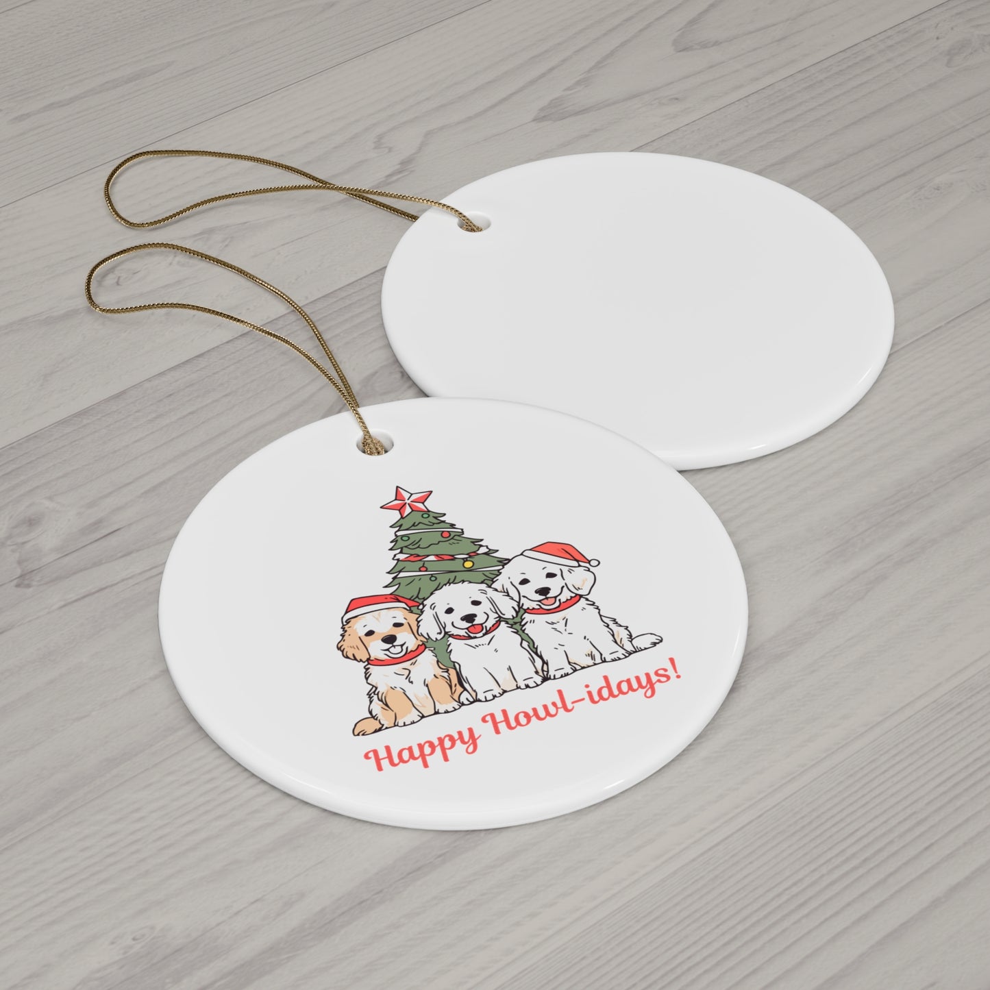 Happy HOWL-idays Ceramic Ornament