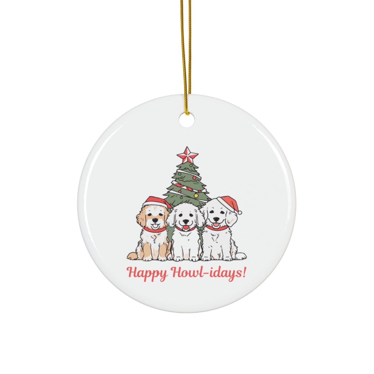 Happy HOWL-idays Ceramic Ornament