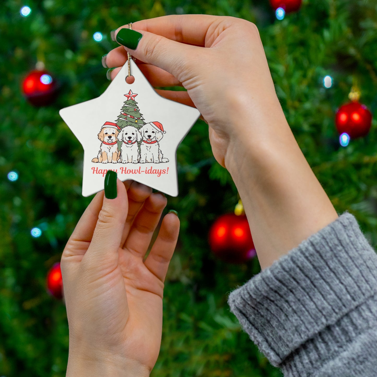 Happy HOWL-idays Ceramic Ornament